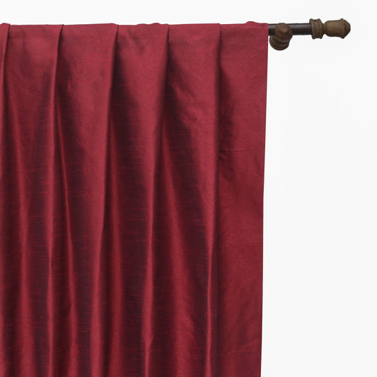 Deep Red Art Silk Curtain Panels